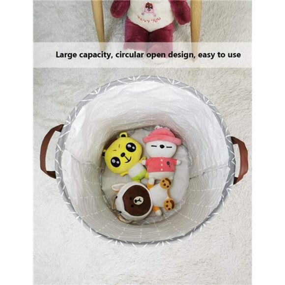 Large Storage Basket,Laundry Hamper/Bathroom/Home Decor/Collapsible Round Bin - Picture 6 of 8